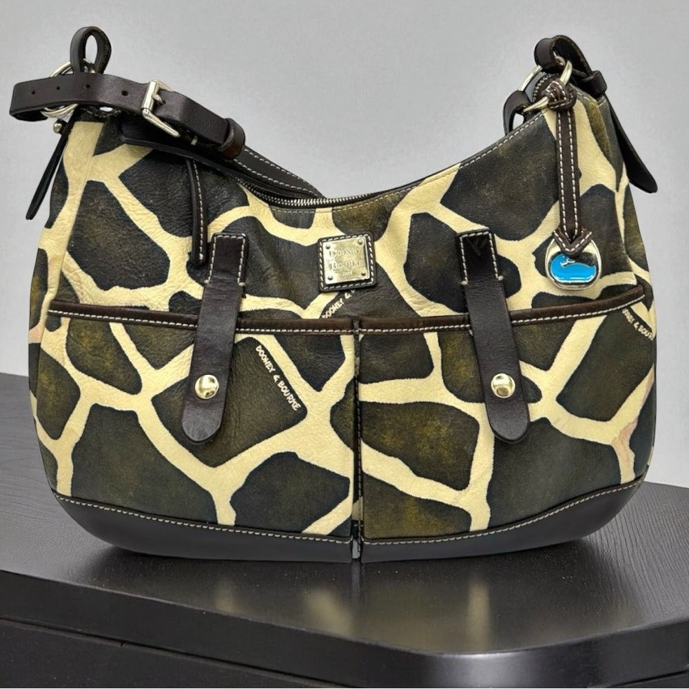 💰PRICE DROP💰 Dooney & Bourke Giraffe Print Leather Hobo Shoulder Bag Y2K